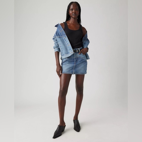 Levi's Premium Western Icon Skirt Medium Wash 26 - Picture 1 of 10